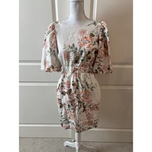 Cara Cara Bonnie Mini Dress Linen Floral Spring Size 6